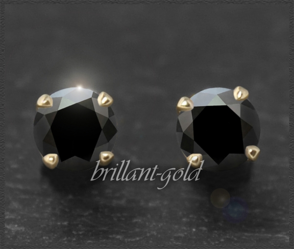 Preview: Ohrstecker 585 Gold, Saphir schwarz 4,5,6,7mm